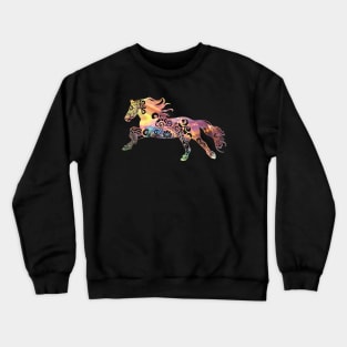 Running Horse Mandala Magical Color Light Art Crewneck Sweatshirt